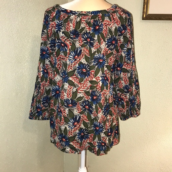 Lucky Brand Floral Peasant Blouse Size Large - Picture 3 of 7